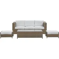 Beliani BELLUNO - Loungeset voor 5 - Wit - PE rotan