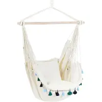 Beliani VARENA - Hangstoel - Beige/Blauw - Katoen
