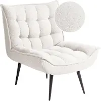 Beliani ALVESTA - Fauteuil - Wit - Bouclé