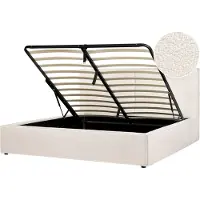 Beliani MOISSAC - Tweepersoonsbed - Gebroken wit - 180 x 200 cm - Polyester