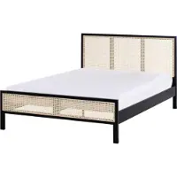 Beliani SALERNAS - Tweepersoonsbed - Zwart - 140 x 200 cm - Dennenhout