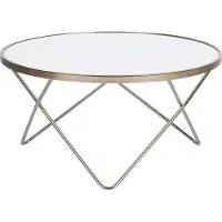 Beliani MERIDIAN - Salontafel - Wit/Goud - Veiligheidsglas