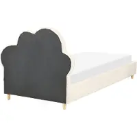 Beliani BELLEVUE - Eenpersoonsbed - Lichtbeige - 90 x 200 cm - Fluweel