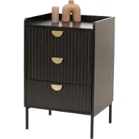 MCW Ladekast -O39, highboard kast, 3 laden melamine MDF 77x50x42cm ~ hout look zwart