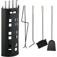 Relaxdays 5-delige openhaard set - rvs - met pook - haardtang - gereedschap - haardstel - zwart