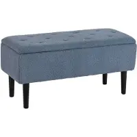 HOMCOM -Sitzbank-Polyester, Kautschukbaumholz-95L x 38B x 45H cm-Blau