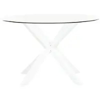 Beliani MALETTO - Tuintafel - Wit - 120 cm - Glas/Aluminium