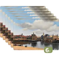 KitchenYeah - Placemats - Schilderij - Kunst - Oude meesters - Vermeer - Stad - Huis - Water - Onderlegger - Onderleggers placemats - Placemat - 45x30 cm