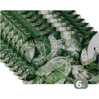 KitchenYeah Placemats - Onderlegger - Plant - Bladeren - Groen - Natuur - Onderleggers - Onderlegger placemats -45x30 cm - 6 stuks