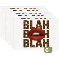 KitchenYeah Placemats - 6 stuks - 45x30 cm - Placemat kunststof - Lip - Rood - Quote - Borden onderleggers - Decoratie voor op tafel - Keuken tafeldecoratie accessoires - Vinyl onderlegger - Tafelversiering