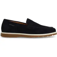 Manfield Donkerblauwe suède loafers | Maat 42
