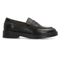Manfield Klassieke zwarte leren loafers | Maat 39