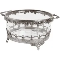 Baroque - Waxinelichtjeshouder - Waxinelichthouder 14 cm - Zilver - Messing / Glas - 14x15x15 - Brass+glass