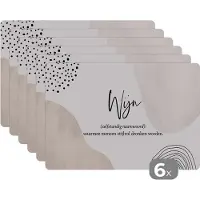 KitchenYeah Placemat - Placemats kunststof - Quotes - Spreuken - Wijn - Wijn definitie - Woordenboek - 45x30 cm - 6 stuks - Hittebestendig - Anti-Slip - Onderlegger - Afneembaar