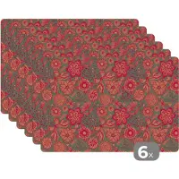 KitchenYeah Placemat - Placemats kunststof - Vlinders - Patronen - Lente - Bohemian - 45x30 cm - 6 stuks - Hittebestendig - Anti-Slip - Onderlegger - Afneembaar