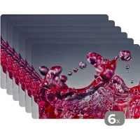 KitchenYeah Placemat - Placemats kunststof - Water - Abstract - Roze - Druppels - 45x30 cm - 6 stuks - Hittebestendig - Anti-Slip - Onderlegger - Afneembaar