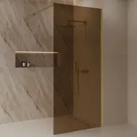 Best design Dalis inloopdouche 90cm geborsteld messing met amber glas