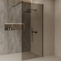 Best design Dalis inloopdouche 90cm gunmetal met mokka glas