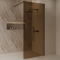 Best design Dalis inloopdouche 80cm gunmetal met amber glas