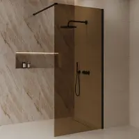 Best design Dalis inloopdouche 90cm zwart met amber glas