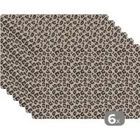 KitchenYeah - Placemats - Panterprint - Luipaard - Dieren - Beige - Placemat - Placemat kinderen - Onderleggers placemats - 45x30 cm - 6 stuks - Tafeldecoratie