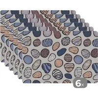 KitchenYeah Placemat - Placemats kunststof - Stenen - Patronen - Zen - 45x30 cm - 6 stuks - Hittebestendig - Anti-Slip - Onderlegger - Afneembaar
