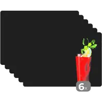 KitchenYeah Placemat - Placemats kunststof - Drankje - Glas - Bloody Mary - Rood - 45x30 cm - 6 stuks - Hittebestendig - Anti-Slip - Onderlegger - Afneembaar