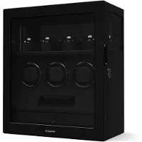 Klarstein SecureTouch Horlogeopwinder voor 7 horloges – Automatisch met vingerafdrukvergrendeling, Japanse motor, LCD-display & afstandsbediening, 41 TPD-instellingen, LED-verlichting & sieradenlade