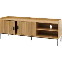Mendler TV-rek -O39, TV-meubel TV-tafel Lowboard TV-kast Commode, melamine MDF 56x150x40cm ~ naturel