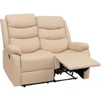 Mendler 2-zits bioscoopstoel -O62, relaxfauteuil televisiefauteuil met armleuning, ligfunctie kunstleer ~ crème