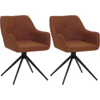 Mendler Set van 2 eetkamerstoelen -O47, armleuning keukenstoel, draaibaar met automatische terugvering, stof/textiel (270g/m²) ~ terracotta