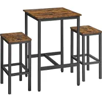 Vasagle Eettafel met 2 stoelen, vintage bruin-zwart