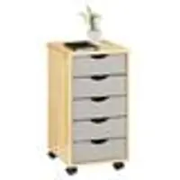 Idimex Rollcontainer LAGOS met 5 lades van massief hout – naturel/grijs