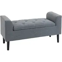 HOMCOM -Sitzbank-Polyester, Gummiholz-116B x 44T x 58H cm-Hellgrau+Schwarz