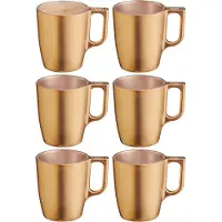 Luminarc Koffiemokken Monaco - 6x stuks - Hard Glas - goud - 250 ml - 9 cm - Flashy metallic finish