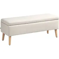 HOMCOM -Sitzbank-Polyester, Kautschukholz-110L x 39B x 45H cm-Beige