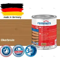 Remmers HK Lazuur 3-in-1 [plus] Okerbruin - Premium Houtbeits voor Buiten | Transparant, Sneldrogend, Oplosmiddelarm | 0,75Liter