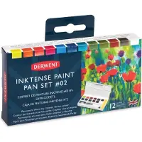 Derwent Inktense Permanente Verf Pan Reis Set Palet #2, Geschikt Voor Laagjes, Voor Stoffen, Inclusief Waterkwast, Spons & Mengpalet