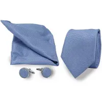 Gents - Stropdas - Manchet - Pochet - Stropdas set heren - Zijde - l-Blauw