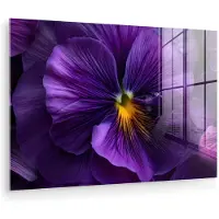 MuchoWow Glasschilderij 180x120 cm - Schilderij acrylglas - Paars - Viool - Diepte - Foto op glas - Muurdecoratie woonkamer - Wanddecoratie slaapkamer - Schilderijen