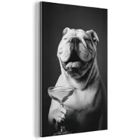 MuchoWow Aluminium schilderij 40x60 cm - Wanddecoratie metaal - Buldog - Hond - Glas - Metalen muurdecoratie woonkamer - Decoratie industrieel - Foto op dibond - Industriële accessoires slaapkamer