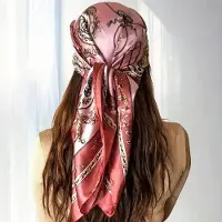 Yehwang Hoofdsjaal - Satijnen Haar Sjaal - Festival Look - Vierkante Sjaal - Fantasie - Zomer Sjaal - Haarband - Classy - Groen - Blauw - Rosa