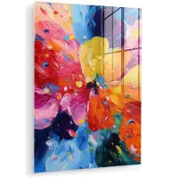 MuchoWow Glasschilderij 120x160 cm - Schilderij acrylglas - Golvend - Energie - warm - Foto op glas - Muurdecoratie woonkamer - Wanddecoratie slaapkamer - Schilderijen