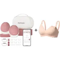 MOMCOZY M9 Handsfree Borstkolf - 2 stuks - Met voedingsbeha maat M - Inclusief verschillende borstschild inserts - Extra stil en compact - Met app bediening - Elektrisch - Rood