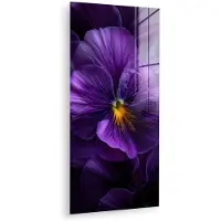MuchoWow Glasschilderij 20x40 cm - Schilderij acrylglas - Paars - Viool - Diepte - Foto op glas - Muurdecoratie woonkamer - Wanddecoratie slaapkamer - Schilderijen