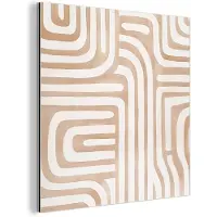MuchoWow Aluminium schilderij 90x90 cm - Wanddecoratie metaal - Aardetinten - Labyrintpatroon - Metalen muurdecoratie woonkamer - Decoratie industrieel - Foto op dibond - Industriële accessoires slaapkamer