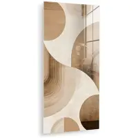 MuchoWow Glasschilderij 20x40 cm - Schilderij acrylglas - Retro - Geometrische lagen - Aardetinten - Foto op glas - Muurdecoratie woonkamer - Wanddecoratie slaapkamer - Schilderijen