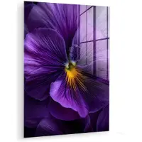 MuchoWow Glasschilderij 60x80 cm - Schilderij acrylglas - Paars - Viool - Diepte - Foto op glas - Muurdecoratie woonkamer - Wanddecoratie slaapkamer - Schilderijen