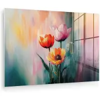 MuchoWow Glasschilderij 180x120 cm - Schilderij acrylglas - Dromerig - Bloemen - Verfijnde details - Foto op glas - Muurdecoratie woonkamer - Wanddecoratie slaapkamer - Schilderijen