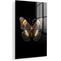 MuchoWow Glasschilderij 20x30 cm - Schilderij acrylglas - Vlinder - Kleurrijk - mozaïekachtig - Foto op glas - Muurdecoratie woonkamer - Wanddecoratie slaapkamer - Schilderijen